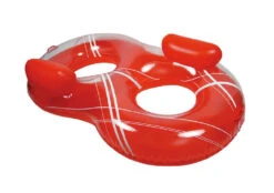 74" Inflatable Red And White Striped Duo Circular Swimming Pool Lounger