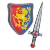 Club Pack Of 12 Inflatable Blue And Red Sword Lion Crested Shield Medieval Party Favors 24"
