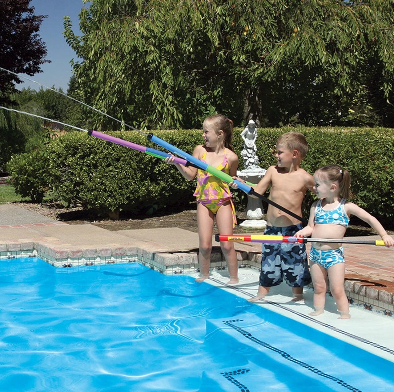 33" Blue And Yellow Aqua Fun Water Pop Power Water Launcher Swimming Pool Squirter Toy 2 33" Blue And Yellow Aqua Fun Water Pop Power Water Launcher Swimming Pool Squirter Toy - Image 2