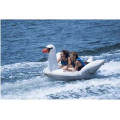 84-Inch Two Person Giant Towable White And Black Lay On Swan With Handles -Aqua Play Land Zone swim2022301 2 57690.1667595833
