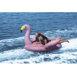 82" Pink And Yellow Inflatable Lay-on Towable Flamingo Float -Aqua Play Land Zone swim2022302 2 97345.1667640393