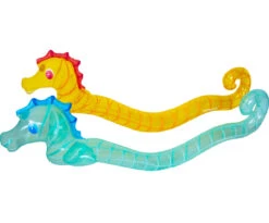 Set Of 2 Blue And Yellow Inflatable Seahorse Swimming Pool Doodles 72"