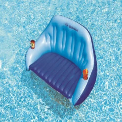 72-Inch Inflatable Blue Love Seat Swimming Pool Float With Convertible Foot Rest -Aqua Play Land Zone swim 15602 2 74802.1667597271