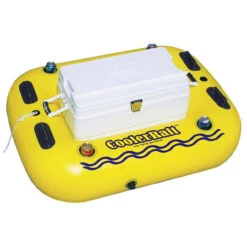 55" Inflatable Yellow And Black Swimming Pool Cooler Raft Float