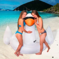 116-Inch Inflatable White And Black Swan Island Float With Grab Line -Aqua Play Land Zone swim 19671 3 51903.1667595818