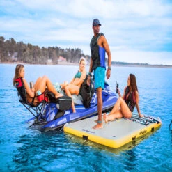 6-Ft Yellow And White Inflatable Dock Solstice Drop Stitch With Handles -Aqua Play Land Zone swim 30805 2 60890.1667591948