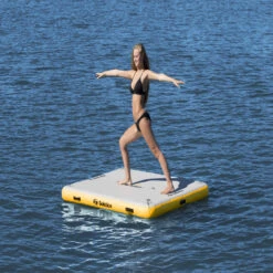 6-Ft Yellow And White Inflatable Dock Solstice Drop Stitch With Handles -Aqua Play Land Zone swim 30805 5 84051.1667591948