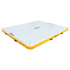 10 Foot Inflatable White And Yellow Private Solstice Drop Stitch Lake Dock Raft