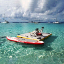 10 Foot Inflatable White And Yellow Private Solstice Drop Stitch Lake Dock Raft -Aqua Play Land Zone swim 31010 dock secondary 64755.1677191628