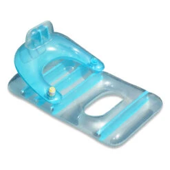 66" Inflatable Light Blue And Clear Classic Swimming Pool Lounge Chair