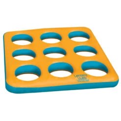 80" Yellow And Blue Inflatable Circular Pattern Island Square Pool Float Toy