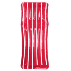 72" Inflatable Red And White Transparent Cool Stripe Swimming Pool Mattress Float
