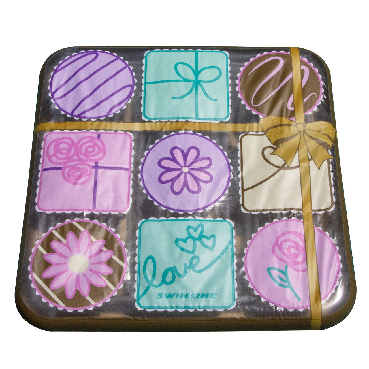 73" Inflatable Brown And Purple Square Chocolate Box Designed Swimming Pool Raft Float, 73-Inch 1 73" Inflatable Brown And Purple Square Chocolate Box Designed Swimming Pool Raft Float, 73-Inch