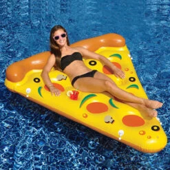 72" Inflatable Yellow And Orange Pizza Slice Swimming Pool Float Raft -Aqua Play Land Zone swim 90645 1 46176.1687526461
