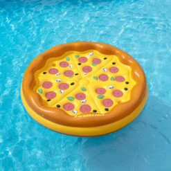 70" Inflatable Brown And Yellow Pizza Round Swimming Pool Raft Lounger -Aqua Play Land Zone swim 9064720personal20pizza20io20hires 79441.1667643176