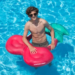 Inflatable Swimming Pool Red And Green Cherry Ring Lounger, 46-Inch -Aqua Play Land Zone swim 9064820cherries20tube20male20model20sm 88224.1667580483