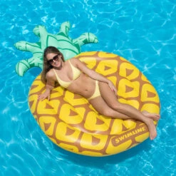 Inflatable Green And Yellow Tropical Pineapple Swimming Pool Raft, 86-Inch -Aqua Play Land Zone swim 9064920pineapple20120model 88337.1667521006