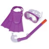 Set Of 3 Purple Recreational Mask, Snorkel And Fins For Children - 12.75"