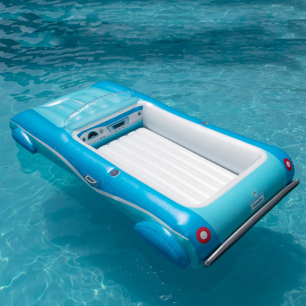 105” Blue Classic Convertible Car Swimming Pool Lounger Float 2 105” Blue Classic Convertible Car Swimming Pool Lounger Float - Image 2