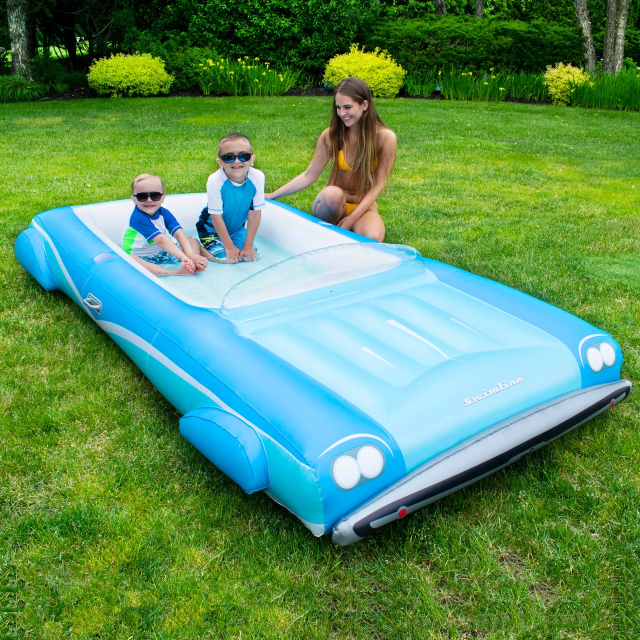 105” Blue Classic Convertible Car Swimming Pool Lounger Float 4 105” Blue Classic Convertible Car Swimming Pool Lounger Float - Image 4