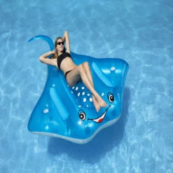 88" Dark Blue Manta Ray Ride-On Swimming Pool Inflatable Raft -Aqua Play Land Zone swimline 90459 3 16861.1667564258