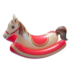 86" Brown And Red Hobby Horse Rocker Inflatable Swimming Pool Ride-On Float