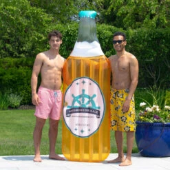 81” Yellow And White Beer Bottle Swimming Pool Inflatable Float -Aqua Play Land Zone swimline 90662 5 94716.1667517560