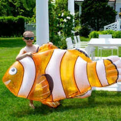72" Orange And White Clown Fish Swimming Pool Inflatable Raft -Aqua Play Land Zone swimline 90749 4 69793.1667510615