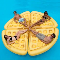 82” Yellow And Brown Waffle Slice Inflatable Swimming Pool Raft -Aqua Play Land Zone swimline 90821 3 97710.1667671078
