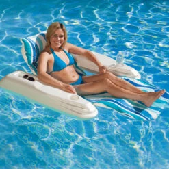 White And Blue Adjustable Floating Pool Chaise Lounger, 62-Inch -Aqua Play Land Zone tms63mqktggimrbyzygd1v8ofem7knps 59316.1667600153