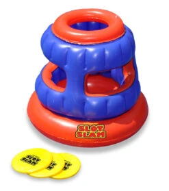 30" Orange And Blue Inflatable Slot Slam Floating Foam Disc Target Toss Swimming Pool Game