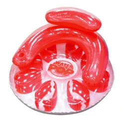 48.5" Inflatable Red And Clear Water Pop Circular Swimming Pool Lounger