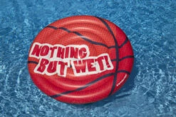 60" Inflatable Red, Black And White Basketball Island "Nothing But Wet" Pool Float