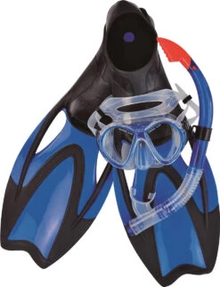 Blue Swim Fins, Snorkel And Goggle Pool Set - Medium - Ages14+
