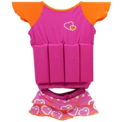 16" Pink And Orange Hearts Float Shorty Swim Vest Set