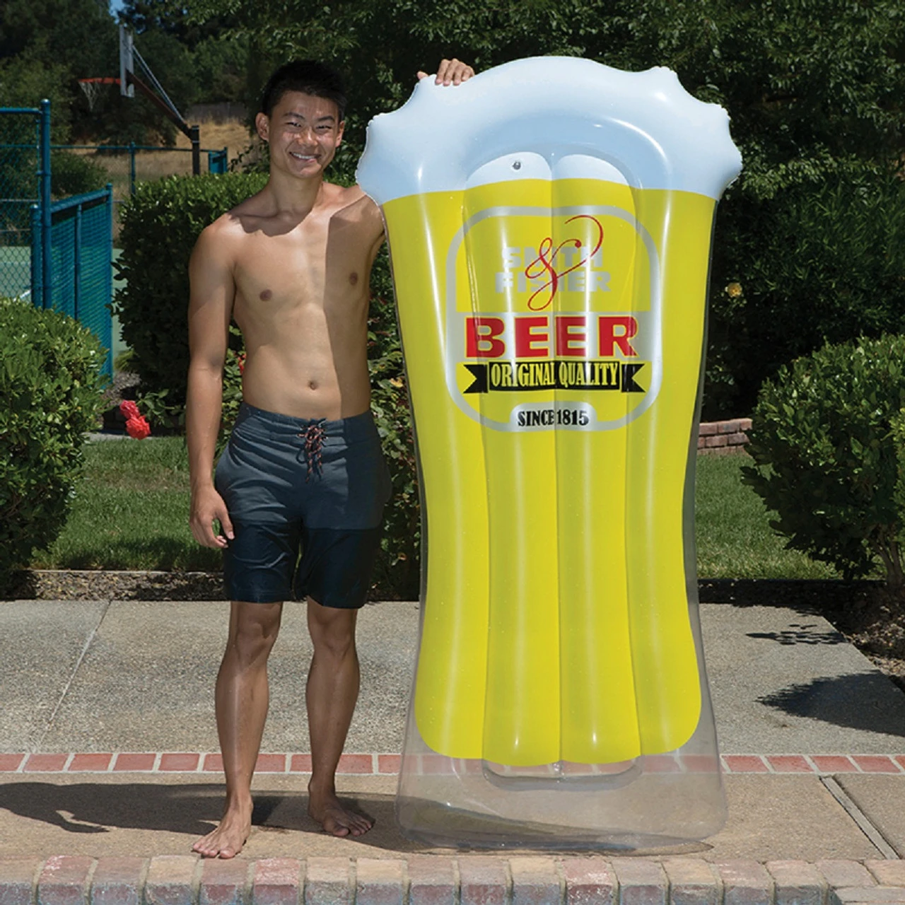 72" O’ Beer Inflatable Yellow And White Swimming Pool Mattress 3 72" O’ Beer Inflatable Yellow And White Swimming Pool Mattress - Image 3