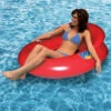 50" Inflatable Red Water Pop Floating Lounger With Black Mesh Seat